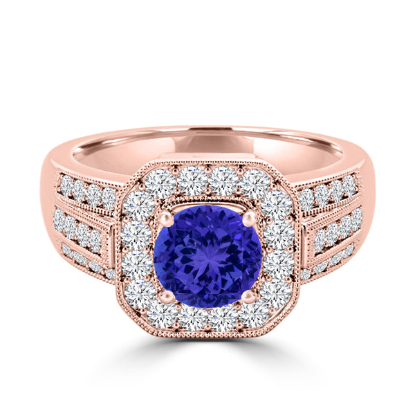 TMR121188 - Piper - Round Tanzanite and Diamond Ring Halo