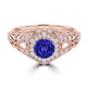 TMR121166 - Elena - Round Tanzanite and Diamond Ring Halo