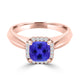 TMR121229 - Oaklyn - Cushion Tanzanite and Diamond Ring Halo