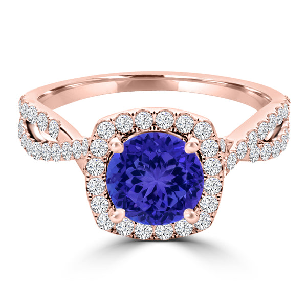 TMR121189 - Lydia - Round Tanzanite and Diamond Ring Halo