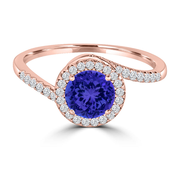 TMR121183 - Eliana - Round Tanzanite and Diamond Ring Halo