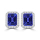 TMR121122 - Madison - Emerald Cut Tanzanite and Diamond Earring Halo