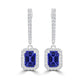 TMR121123 - Luna - Emerald Cut Tanzanite and Diamond Earring Halo