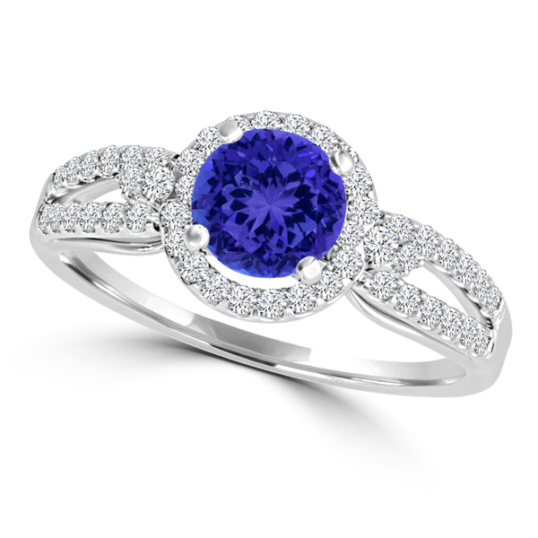 TMR121176 - Serenity - Round Tanzanite and Diamond Ring Halo