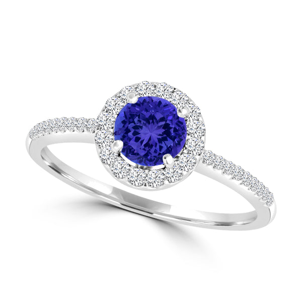 TMR121153 - Everly - Round Tanzanite and Diamond Ring Halo