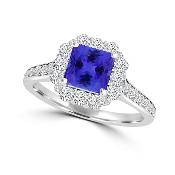 TMR121223 - Dream - Cushion Tanzanite and Diamond Ring Halo