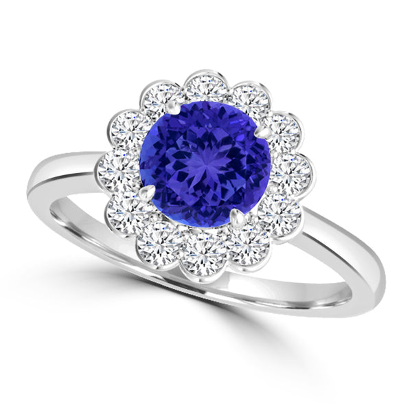 TMR121182 - Isla - Round Tanzanite and Diamond Ring Halo