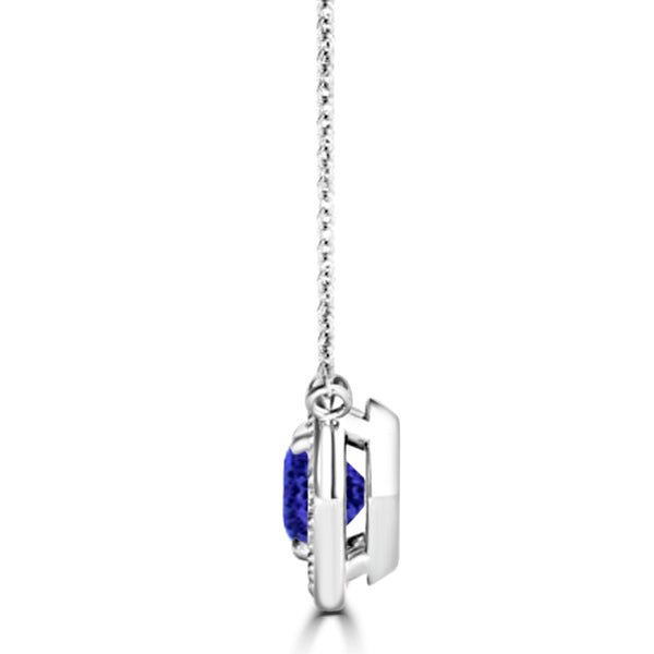 TMR121136 - Aubrey - Round Tanzanite and Diamond Pendant Halo