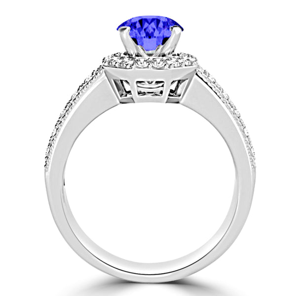 TMR121191 - Josephine - Round Tanzanite and Diamond Ring Halo