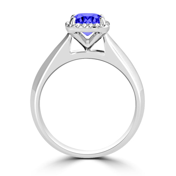 TMR121229 - Oaklyn - Cushion Tanzanite and Diamond Ring Halo