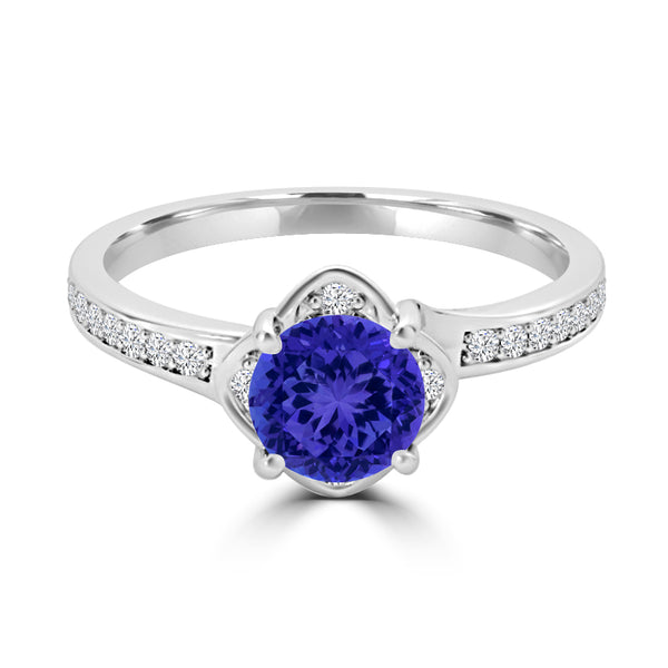 TMR121187 - Sadie - Round Tanzanite and Diamond Ring Halo