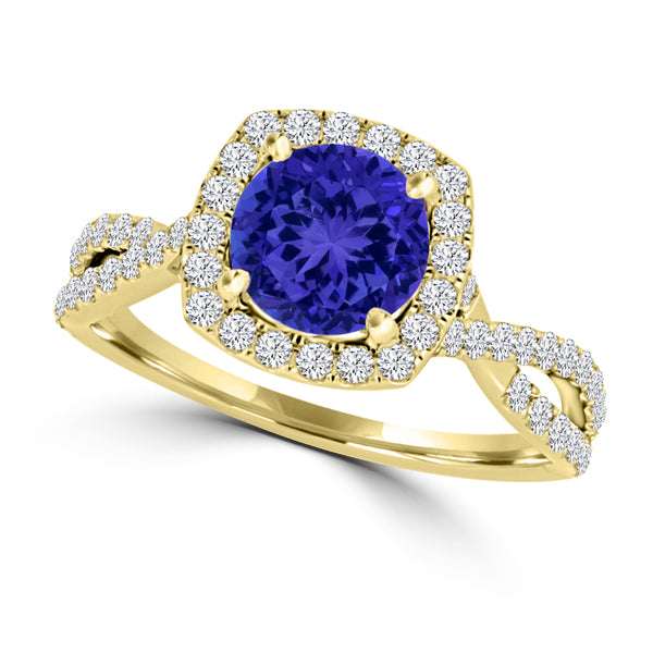 TMR121189 - Lydia - Round Tanzanite and Diamond Ring Halo