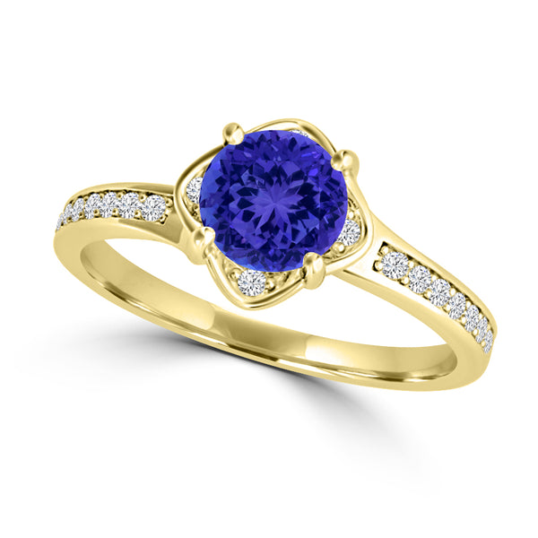 TMR121187 - Sadie - Round Tanzanite and Diamond Ring Halo