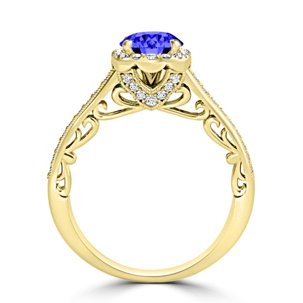 TMR121164 - Naomi - Round Tanzanite and Diamond Ring Halo