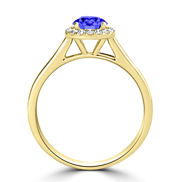 TMR121152 - Paisley - Round Tanzanite and Diamond Ring Halo