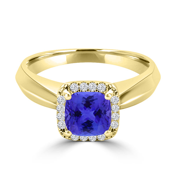 TMR121229 - Oaklyn - Cushion Tanzanite and Diamond Ring Halo