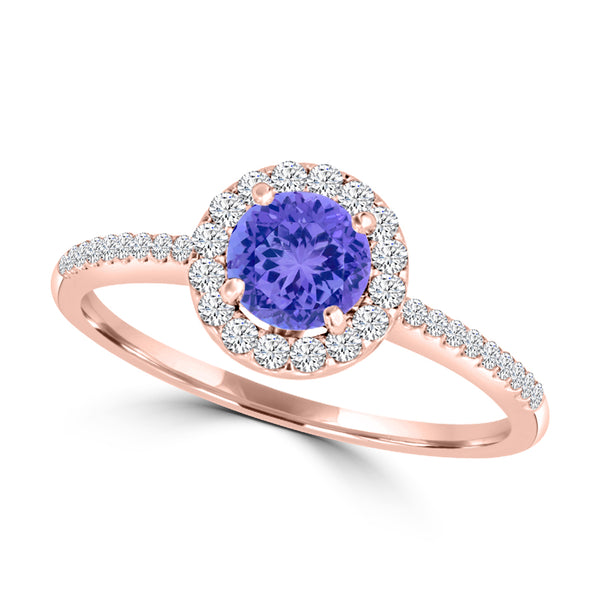 TMR121153 - Everly - Round Tanzanite and Diamond Ring Halo