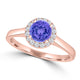 TMR121152 - Paisley - Round Tanzanite and Diamond Ring Halo