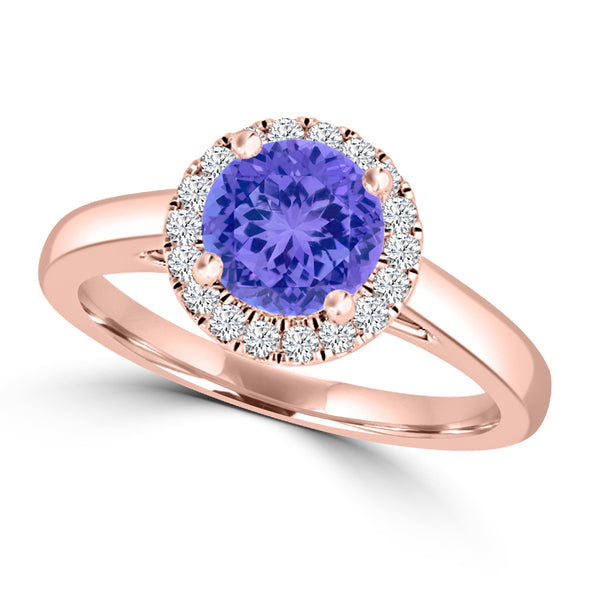 TMR121181 - Valentina - Round Tanzanite and Diamond Ring Halo