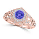 TMR121166 - Elena - Round Tanzanite and Diamond Ring Halo