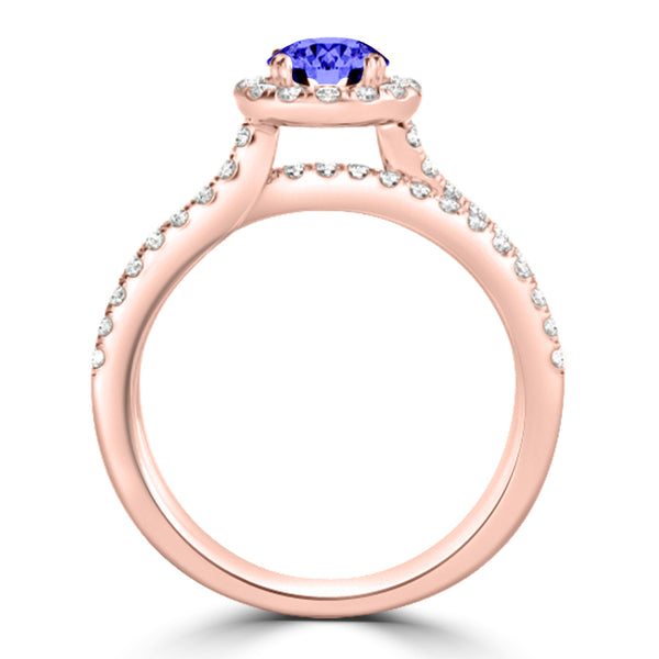 TMR121170 - Gabriella - Round Tanzanite and Diamond Ring Halo