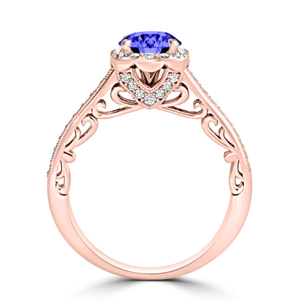 TMR121164 - Naomi - Round Tanzanite and Diamond Ring Halo