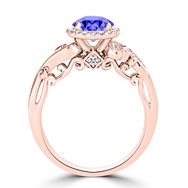 TMR121175 - Eva - Round Tanzanite and Diamond Ring Halo