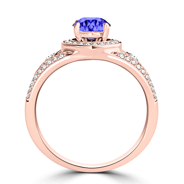 TMR121179 - Hailey - Round Tanzanite and Diamond Ring Halo