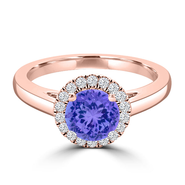 TMR121181 - Valentina - Round Tanzanite and Diamond Ring Halo