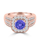 TMR121188 - Piper - Round Tanzanite and Diamond Ring Halo