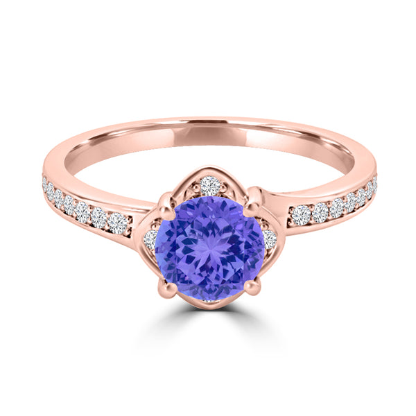 TMR121187 - Sadie - Round Tanzanite and Diamond Ring Halo