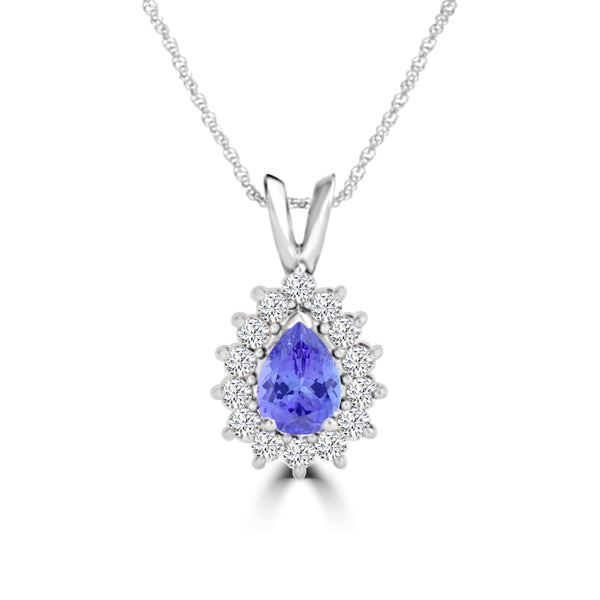 TMR121143 - Violet - Pear Tanzanite and Diamond Pendant