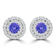 TMR121118 - Camila - Round Tanzanite and Diamond Earring Double Halo