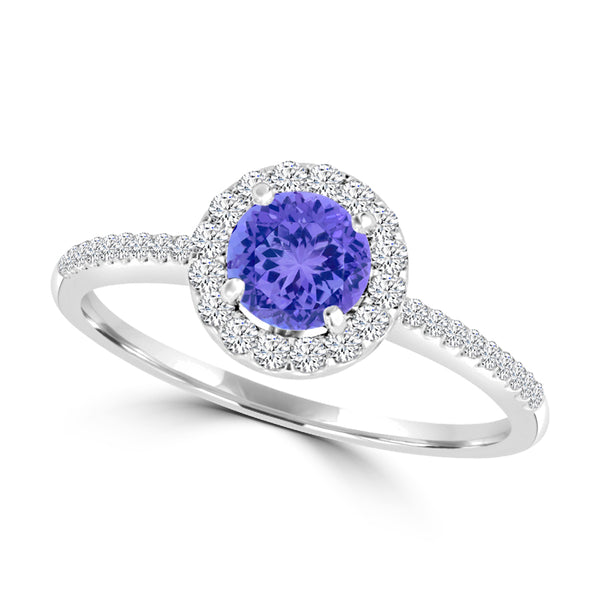 TMR121153 - Everly - Round Tanzanite and Diamond Ring Halo