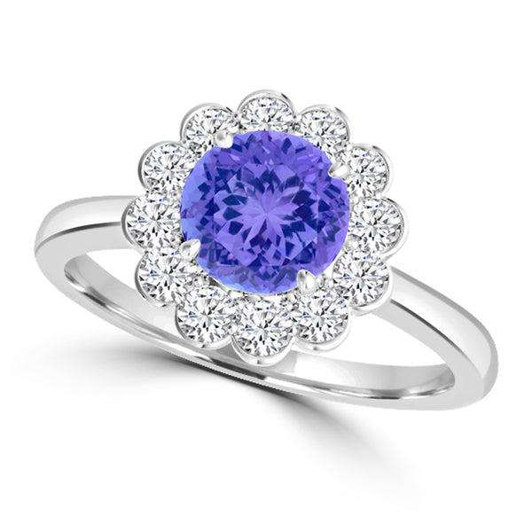 TMR121182 - Isla - Round Tanzanite and Diamond Ring Halo