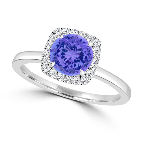 TMR121154 - Anna - Round Tanzanite and Diamond Ring Halo