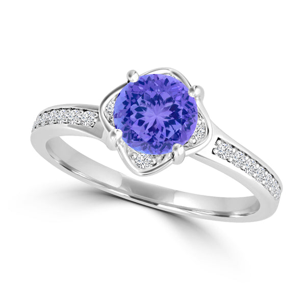 TMR121187 - Sadie - Round Tanzanite and Diamond Ring Halo