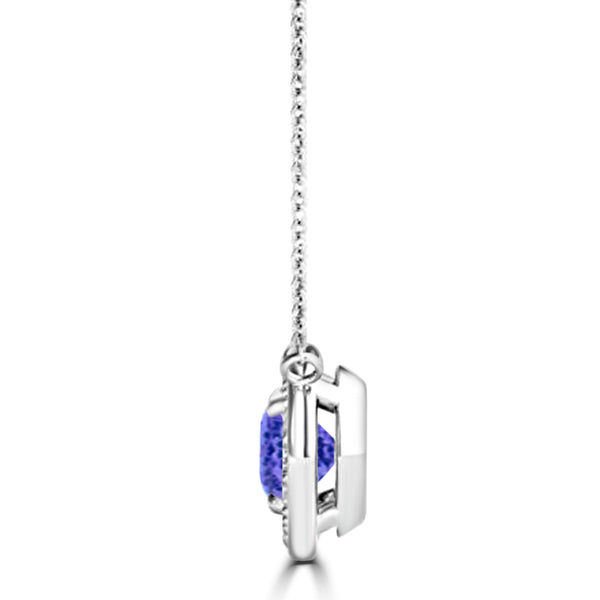 TMR121136 - Aubrey - Round Tanzanite and Diamond Pendant Halo