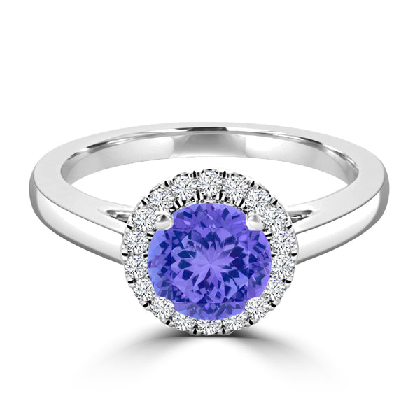 TMR121181 - Valentina - Round Tanzanite and Diamond Ring Halo