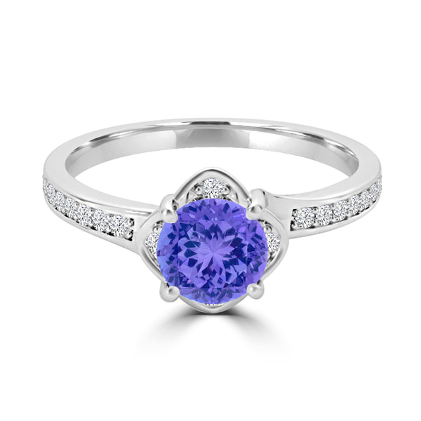 TMR121187 - Sadie - Round Tanzanite and Diamond Ring Halo