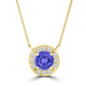 TMR121136 - Aubrey - Round Tanzanite and Diamond Pendant Halo