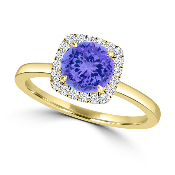 TMR121154 - Anna - Round Tanzanite and Diamond Ring Halo