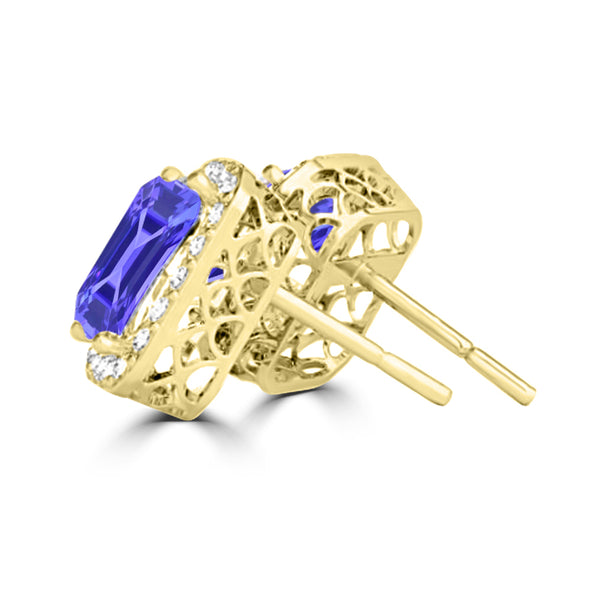 TMR121122 - Madison - Emerald Cut Tanzanite and Diamond Earring Halo