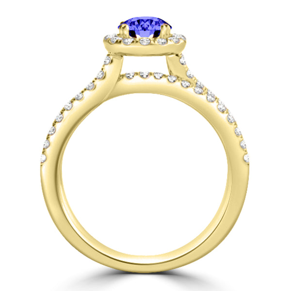 TMR121170 - Gabriella - Round Tanzanite and Diamond Ring Halo