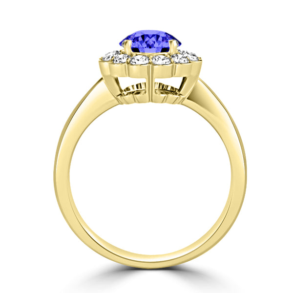TMR121182 - Isla - Round Tanzanite and Diamond Ring Halo