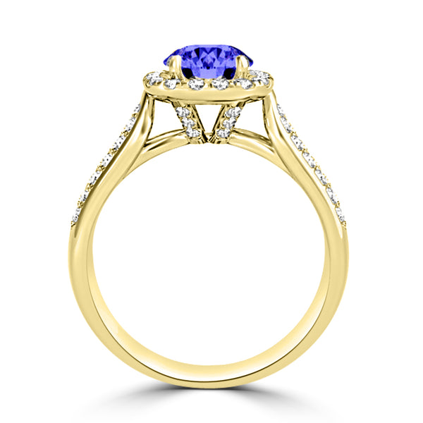 TMR121184 - Quinn - Round Tanzanite and Diamond Ring Halo