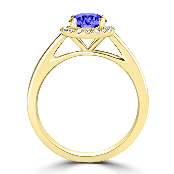 TMR121181 - Valentina - Round Tanzanite and Diamond Ring Halo