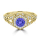 TMR121166 - Elena - Round Tanzanite and Diamond Ring Halo