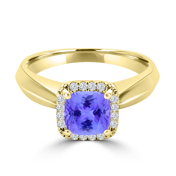 TMR121229 - Oaklyn - Cushion Tanzanite and Diamond Ring Halo