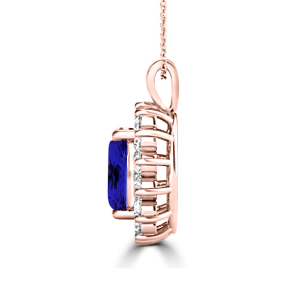 TMR121128 - Riley - Oval Tanzanite and Diamond Pendant Halo